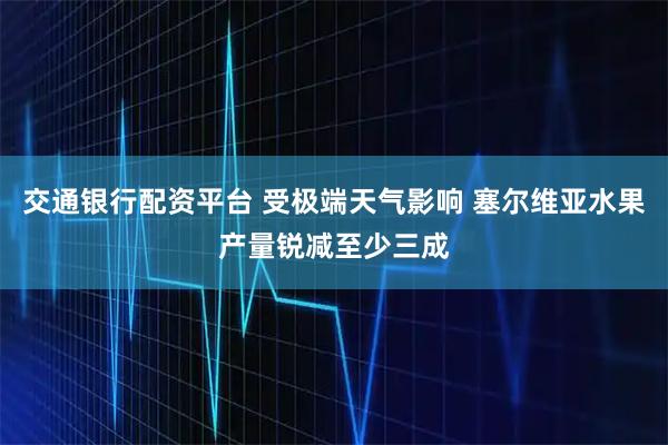 交通银行配资平台 受极端天气影响 塞尔维亚水果产量锐减至少三成