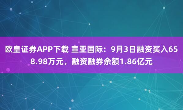 欧皇证券APP下载 宣亚国际：9月3日融资买入658.98万元，融资融券余额1.86亿元